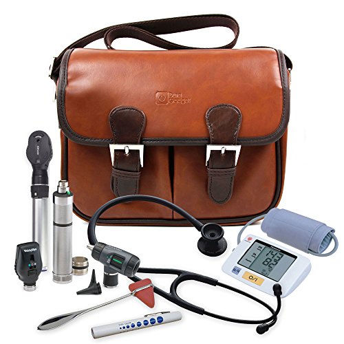 DURAGADGET Practitioner Medical Kit Bag - Brown PU Vintage Brown Leather Satchel Carry Bag for Medical Supplies & Equipment