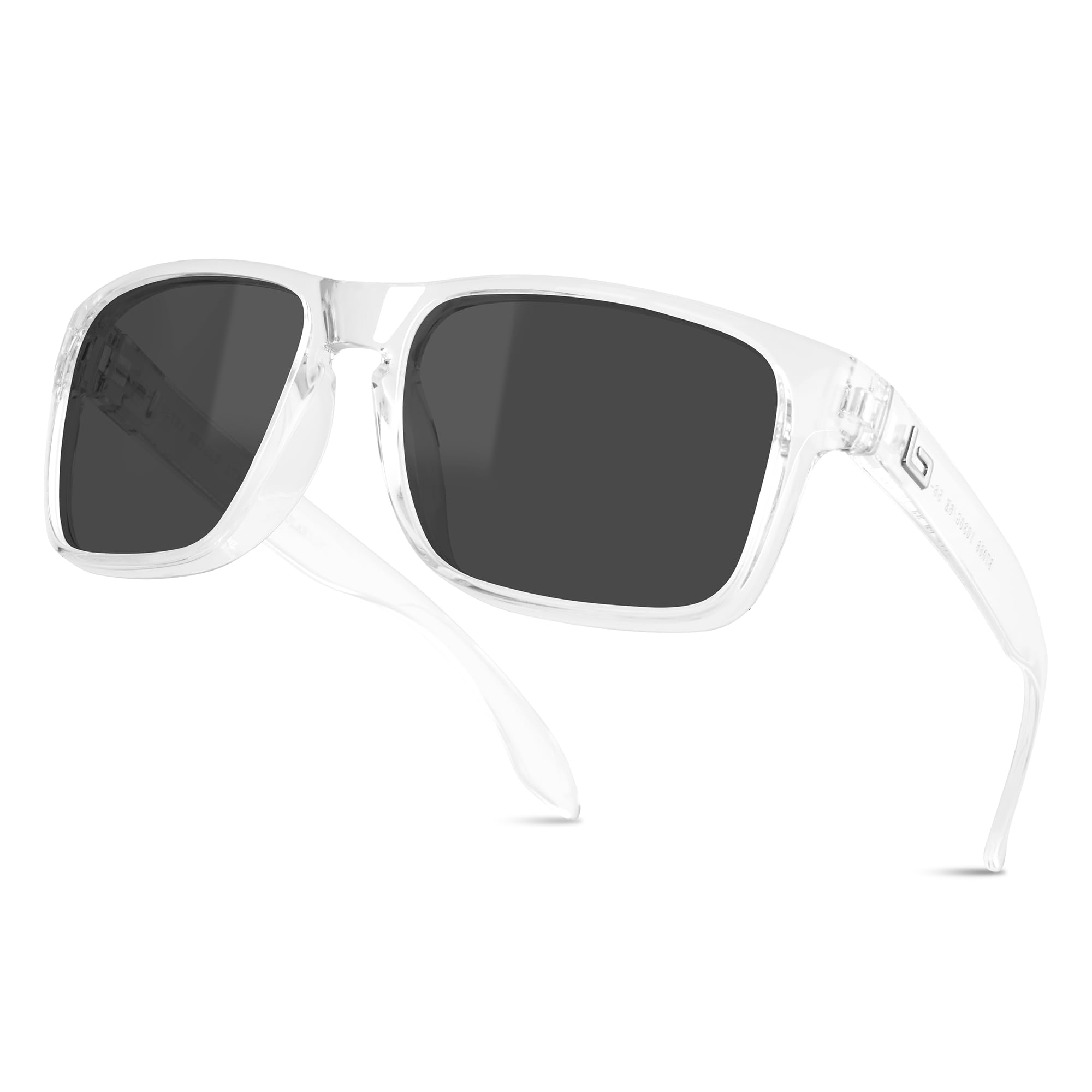 Photo 1 of B.N.U.S Fashion Sunglasses Square Green Mirror Polarized Lenses for men women (Polished Clear/Grey Polarized, Glass Lens)