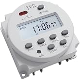 JVR 12V Timer Switch - Programmable DC/AC/Solar Relay, 16 Schedules | 1 min to 7 days range, LCD display, outage memory, for coop doors, fish feeders, lights, appliances, 12V battery ready