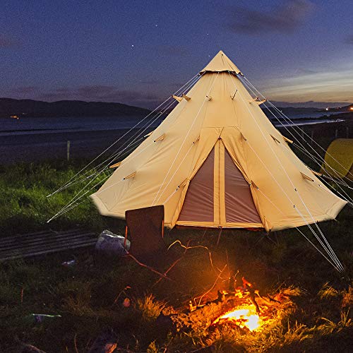 PlayDo 5M/16.4ft Waterproof Cotton Canvas Tipi Tent Yurt Tent with