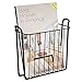mDesign Metal Wall Mount Decorative Magazine Rack Organizer Bin Holder, Basket for Living Room, Bathroom, Bedroom, Home Office - Holds Books, Newspapers, Tablets - Concerto Collection - Black