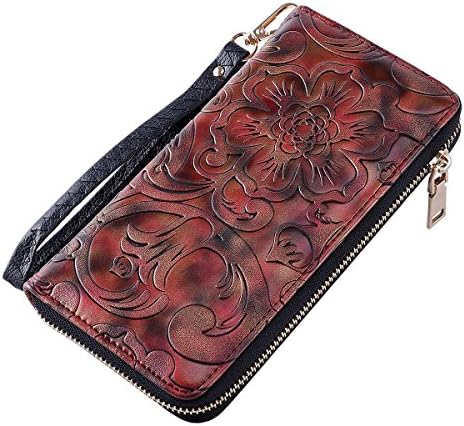 RUNWINDY Womens Wristlets Wallet Floral Print Zip around Long Clutch Purse Handbags