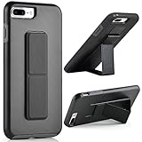 iPhone 8 Plus Case, iPhone 7 Plus Case, ZVE iPhone 7 Plus Kickstand Case Dual Layer Protective Non Slip Shockproof Cover with Foldable Stand for iPhone 7 Plus and iPhone 8 Plus 5.5'' Black and Grey