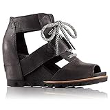 Sorel Womens Joanie Lace Wedge Sandal Black/Sea Salt Size 8