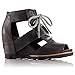 Sorel Womens Joanie Lace Wedge Sandal Black/Sea Salt Size 8