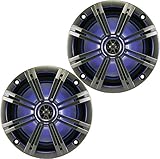 KICKER KM654LCW (41KM654LCW) 6.5 Inch 2-Way Marine Speaker Pair with Built-in LED Lighting