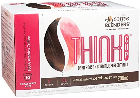 Coffee Blenders Think 2.0 Single Serve Cups 10 Count With All Natural American Ginseng For Cognitive Performance &amp; Natural Energy