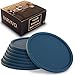 Barvivo Silicone Coasters with Holder Set of 8 - Cup Coasters for Indoor and Outdoor, Perfect Durable Coaster for Tabletop Protection, Anti Slip, Suitable for All Drinks and Table Types - Blue
