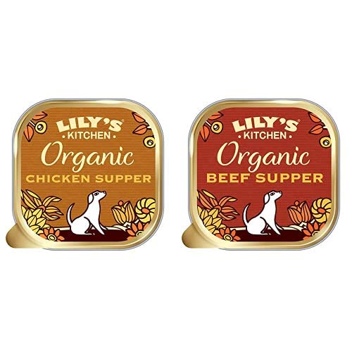 Lily's Kitchen Organic Chicken Supper and Organic Beef Supper - Adult Wet Dog Food (22 Trays x 150 g)