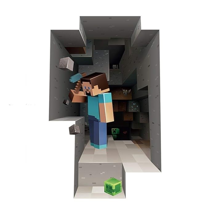 J!NX Offizieller Minecraft Vinyl-Aufkleber, Steve Graben, wiederverwendbar, Dekoration für Kinderzimmer, Spielzimmer