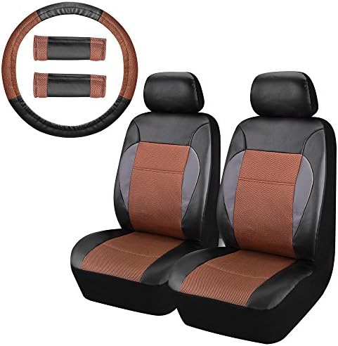 PU Front Universal Car Seat Covers OMISS Leather Seat Covers Easy To Install For Car,SUV,Truck,or Van