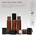 Glass Roller Bottles - Amber, 10ml, Pack of 8 by Proteove, Stainless Steel Roller Balls and Droppers Included