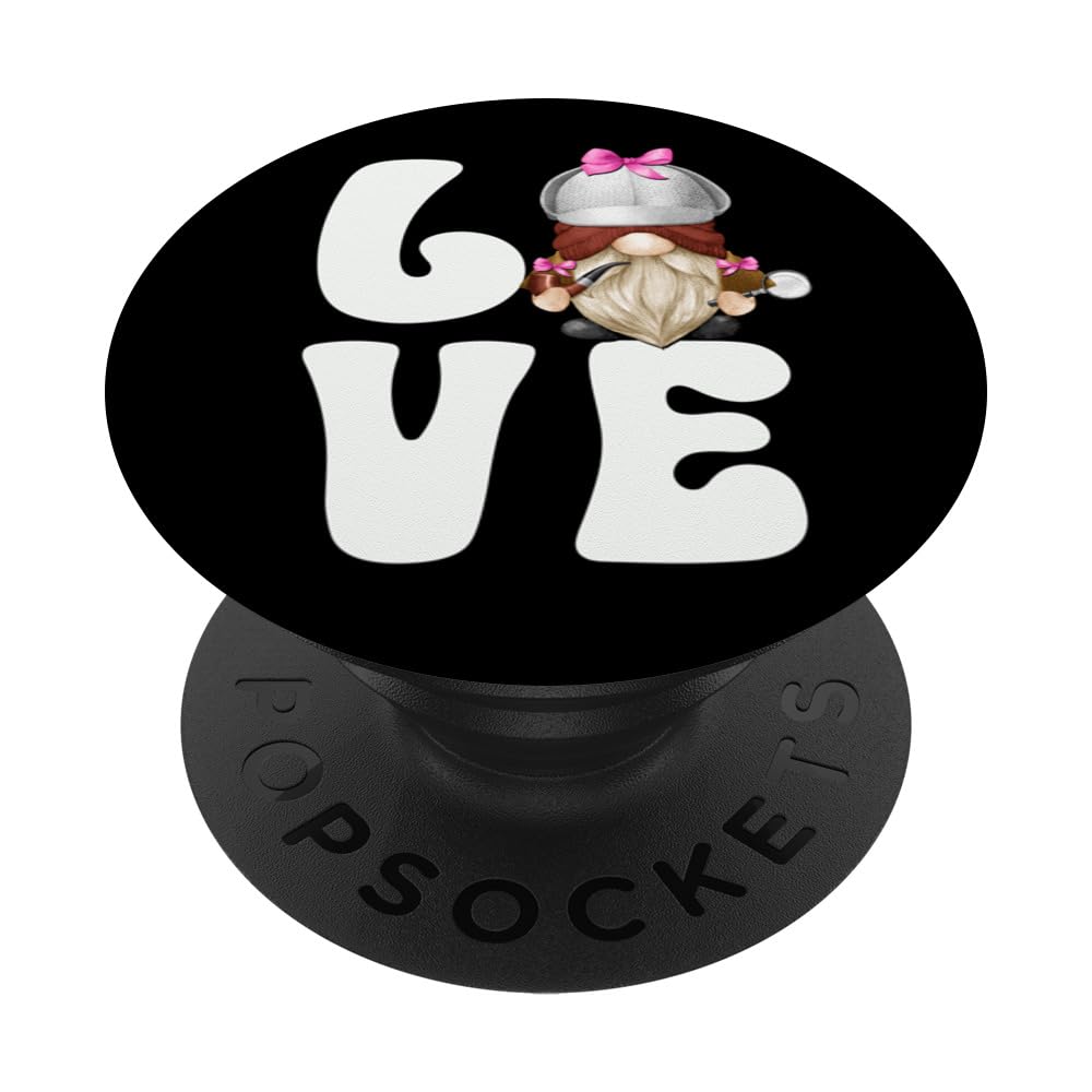 Cute Love British Gnome In Sherlock Costume For Investigator PopSockets Swappable PopGrip