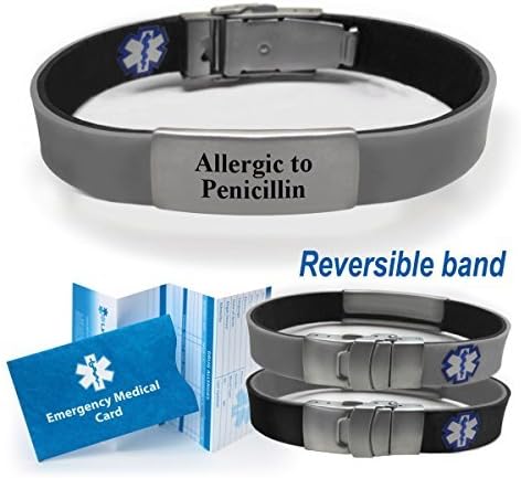 ALLERGIC TO PENICILLIN Sport/Slim Reversible Medical ID Bracelets. Allergy Bracelets by Universal Medical Data
