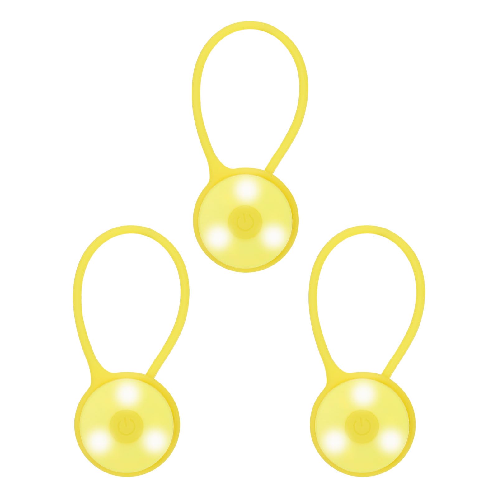 PATIKIL LED Running Light, 3 Pack Silicone Rope Bike Safety Light Running Lights for Runners, Cycling, Dog Walking, Yellow
