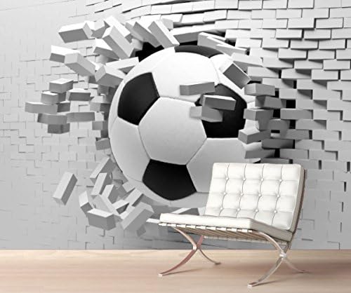 StickersWall Giant Football through the Wall Effect Wall Mural Photo Wallpaper Picture Self Adhesive 1100 (228cm(W) x 161cm(H))