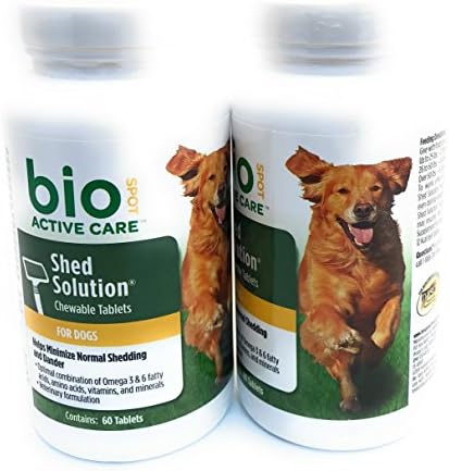 Bundle Pack of Two (2) BioSpot Active Care Shed Solution Meat Flavored Chewable Tablets - Support Healthy Shedding and Dander for Dogs (120 Total Tablets)