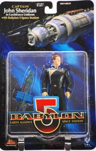 CAPTAIN JOHN SHERIDAN in EarthForce Uniform Inch 1997 BABYLON  Action Figure and Mini Babylon Space Station