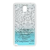 SamSung Galaxy Note 3 Case Cover, I Can Do All Things Through Christ Philippians 4:13 Bible Verse Blue Sparkles Glitter SamSung Galaxy Note 3 III TPU (Laser Technology) Case Rubber Shell