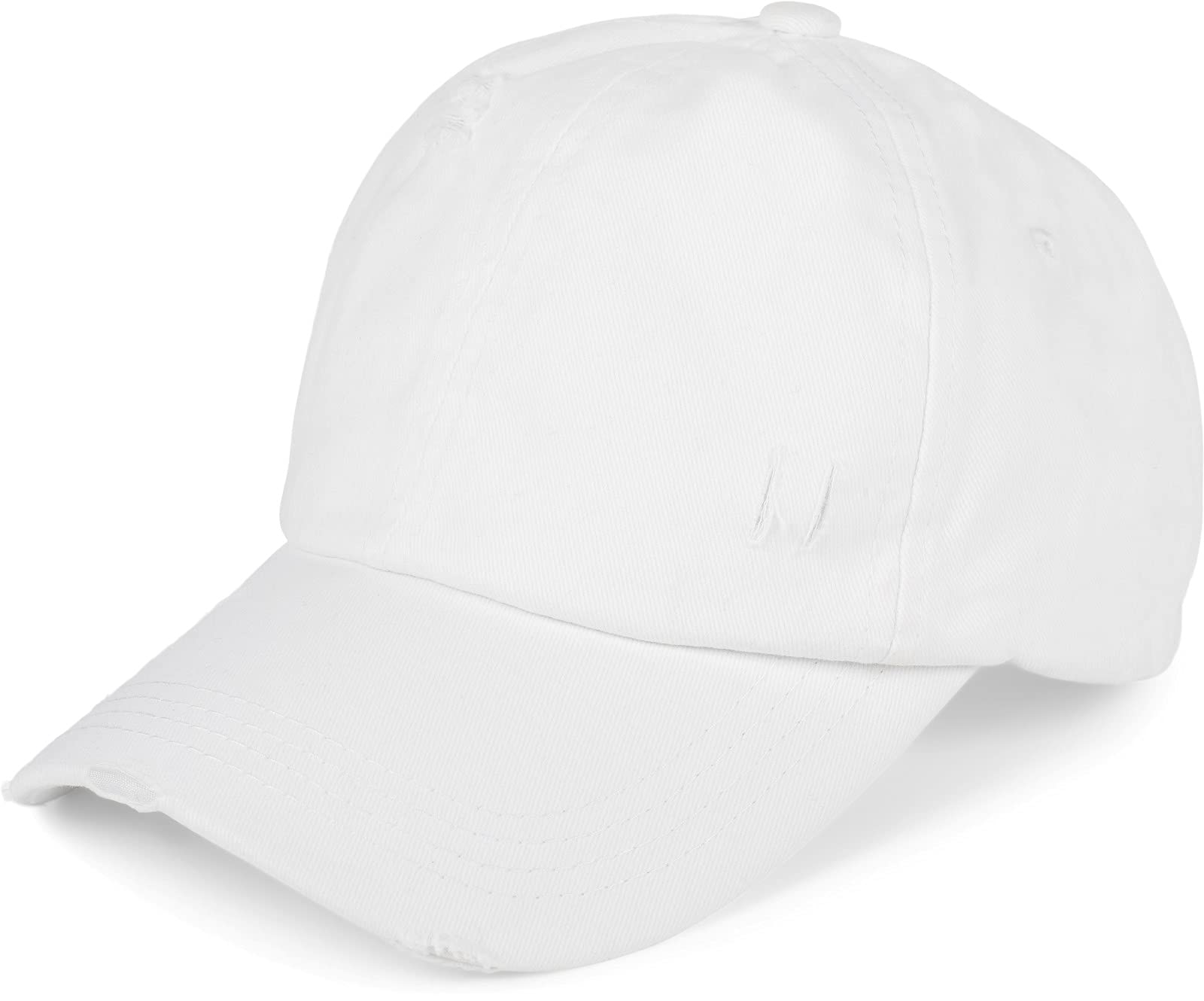 styleBREAKER Ladies Baseball Cap in Washed Destroyed Used Look, Ponytail, 6-Panel, Hook-and-Loop Fastener Adjustable 04023080, Colour:White — image 1