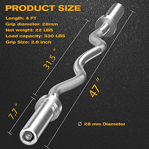 Olympic Barbell Bar Curl Bar 4ft, 5ft, 6ft 7ft for Strength Training