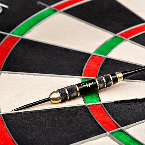 Rayna Games Professional Darts Set - Steel Tip Darts with Aluminum Shafts and Different Style Flights + Dart Sharpener + Premium Dart Case