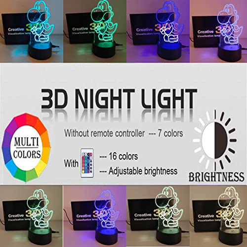 XOIDMIVC Yoshi Night Light, Mario Lamp16 Color RGB Touch Remote Controller Yoshi Light Children\'s Room Decoration Table Lamp for Christmas Lighting Gift
