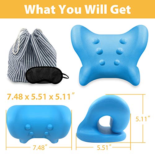 Neck and Shoulder Relaxer Cervical Neck Traction Device Portable Chiropractic Pillow, Neck Stretcher Neck Massage Pillow for Pain Relief Management and Cervical Spine Alignment
