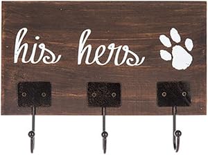 Mission Gallery His and Hers and The Dog Paw Print Wall Hook Home Decor Wooden 9"