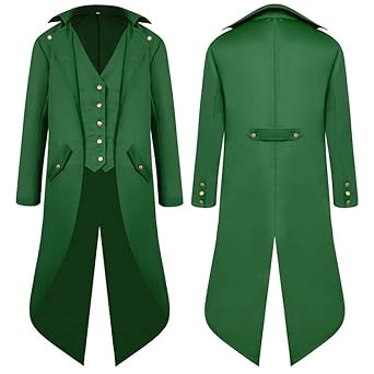 SWISSWELL Herren Steampunk Vintage Gothic Jacke warme Frack Herrenjacke Knöpfe Langer Mantel Cosplay Kostüm Graben Bomberjack