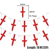SHATCHI 10m St George Cross Bunting 25 Flags Outdoor UK Banner 32.8ft view 2