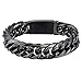 Trendsmax 16mm Mens Chain Rombo Double Curb Cuban Link Black Tone 316L Stainless Steel Bracelet 7-11inch