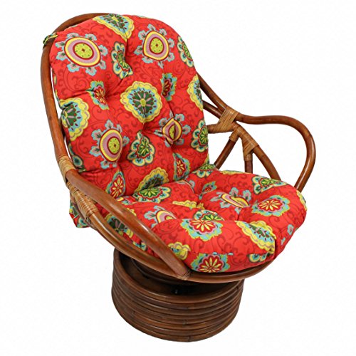 Blazing Needles Patterned Outdoor Spun Polyester Swivel Rocker Cushion,
48" x 24", Alenia Spice
