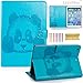 iPad Mini 1/2/3 Case-LittleMax Embossed PU Leather Case [Magnet Closure] Stand Flip Wallet Case with [Cards Holder] for Apple iPad Mini 3 2 1 [Free Cleaning Cloth,Stylus]-01 Panda Skyblue