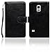 Samsung Galaxy S5 Mini Folio PU Leather Wallet Case with Money Pocket - Navor (Black)