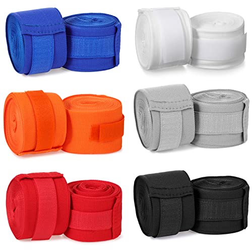 Photo 1 of Junkin 6 Pairs Boxing Hand Wraps Boxing Wraps Wrist Wraps Boxing 180 Inch Handwraps for Men Women Kickboxing Muay Thai Boxing MMA (Mixed Colors)