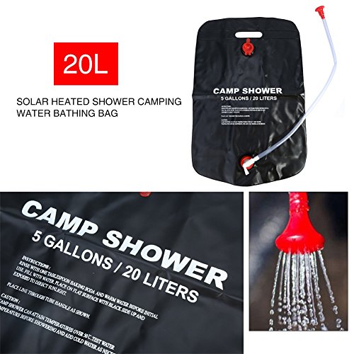 VGEBY 20 liter douche tas op zonne-energie, pvc, watertas met sproeier, voor outdoor, camping, reizen - Image 4
