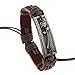 MORE FUN Vintage Metal Button Brown Braided Cord Cuff Bangle Adjustable Leather Bracelet
