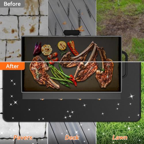 Tismels Rectangle 102 x 150 cm Fire Retardant Mat, Reusable Outdoor Barbecue Mat, Fireproof Fireplace Mat, Double-Sided Fireproof BBQ Mat for Patio and Terrace,