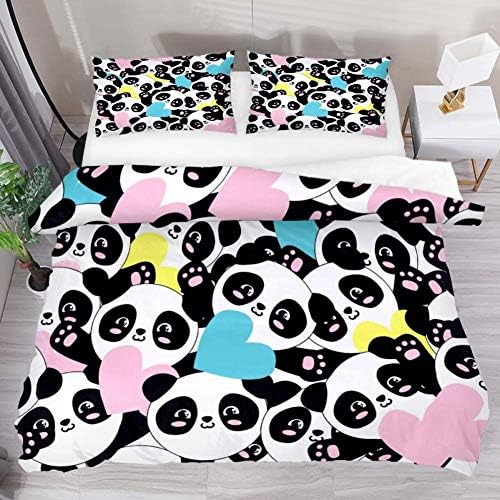 Fengye 掛け布団カバーセット パンダ柄寝具 掛け布団セット 枕カバー2枚 ソフトジッパー キッズ ティーン 男の子 女の子用 ツインサイズ Full 79 X 91 19 29 In Fengye 1