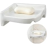 Honeydak 1 Pcs Ceramic Corner Soap Dish for Shower Wall Tile White Ceramic Soap Holder 6.5 x 6.5 x 2.5 Inches Wall Holder for Home Bathtub Bathroom Sink Shower