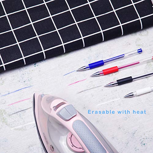 Moi Doi Heat Erasable Pens,12 Pack Heat Erase Marking Pen for Fabric, 4 Colors 0.7mm Pens with 8 Refills for Sewing,Quilting and Dressmaking, with 2 Gift Random Color Tailor's Marker Chalk