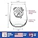 Bevvee Bulldog Stemless Wine Glass - Large Glasses - Cute Gifts for Dog Lovers with English Bulldogs