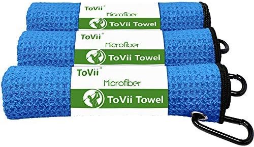 ToVii 3 Pack Golf Towel Microfiber Fabric Waffle Pattern with Heavy Duty Carabiner Clip Black ToVii 3 Pack Golf Towel Microfiber Fabric Waffle Pattern with Heavy Duty Carabiner Clip Black