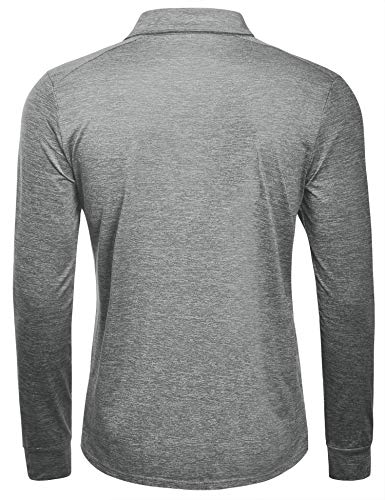 image for Fresca Men's Moisture Wicking Long Sleeve Golf Polo Shirt, Lightweight
