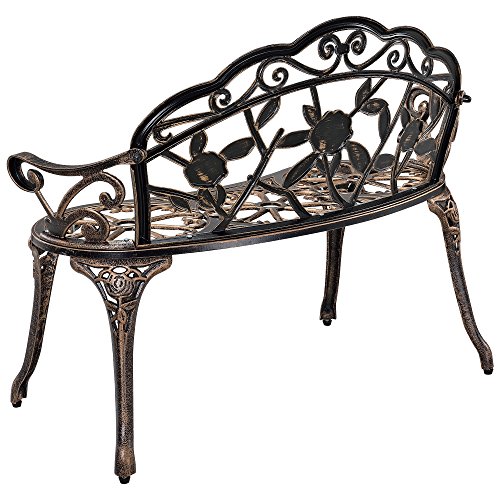 casa.pro Gartenbank Bronze Gusseisen - Wetterfester 2-Sitzer rund aus Metall im Antik-Design - Parkbank/Sitzbank/Eisenbank im Landhausstil – Bild 4