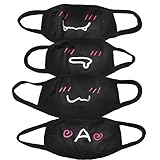 Teenitor Cotton Mask, 4 Pack Super Cute Kawaii Fashion Mask Emoticon Mouth-Muffle Kaomoji Anti-Dust Cotton Mask for Boys and Girls