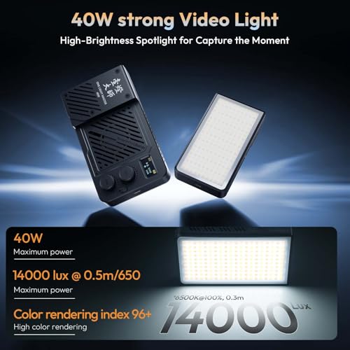 ULANZI LM-P40 RGB LED Video Light, 2700-6500K 40W Portable Camera Light, 5000mAh Rechargeable Battery, 20 Scene Modes, Mini Studio Lighting for YouTube, Vlogging, Live Streaming, Photography