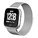 hooroor Compatible Bands Replacement for Fitbit Versa Smart Watch Women Men Small Large, Milanese Loop Stainless Steel Metal Sport Bracelet Strap Magnet Lock Wristbands Silver Black Rose Gold Lavender