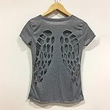 UNKE Women¡¯s Unique Angel Wing Hollow Out Back T-shirt Short Sleeve Blouse Top,2XL